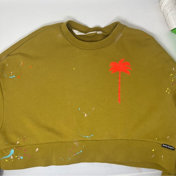 Palm Angels Mustard Sweatshirt with Pink Palm-S - Picture 2 of 15